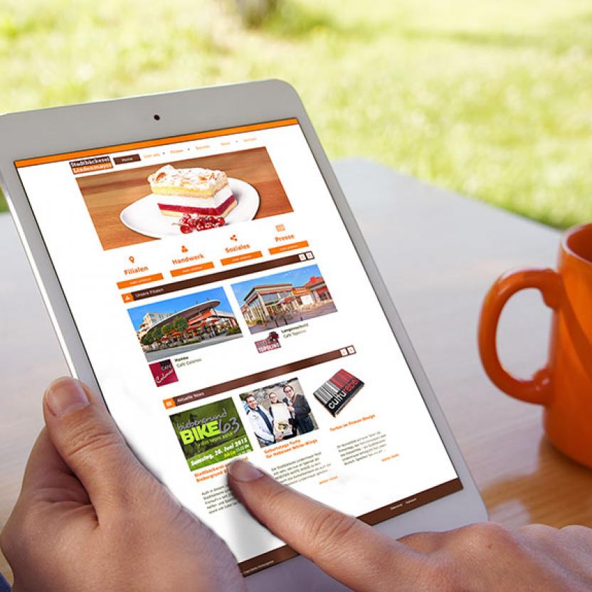 Stadtbäckerei Lindenmayer Website iPad